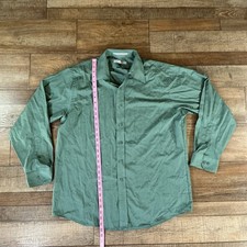 Van Heusen Men's Sz 17 34/35 Green Wrinkle Free Button Down Dress Shirt 341111