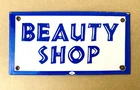 VINTAGE 10x5.25" BEAUTY SHOP GASOLINE PUMP STATION PORCELAIN GAS MOTOR OIL SIGN