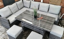 Kingston grey 9 seater corner dining set with rising glass table RRP£1399!!!