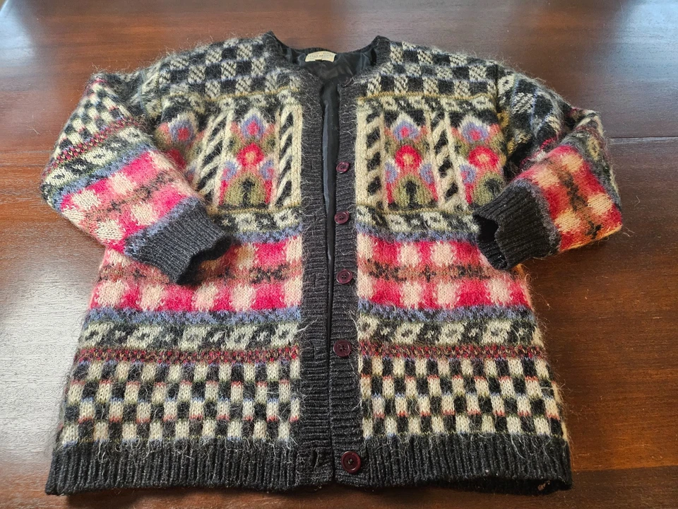 Vintage Susan Bristol Sweater Cottage Mohair Wool Button Cardigan Womens L - Image 4 of 4