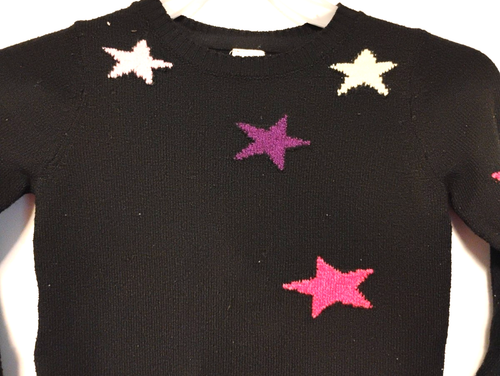 Wonder Nation Girls Sweater Size 6-6X Black Multicolor Star Print Pullover Cute - Picture 2 of 4