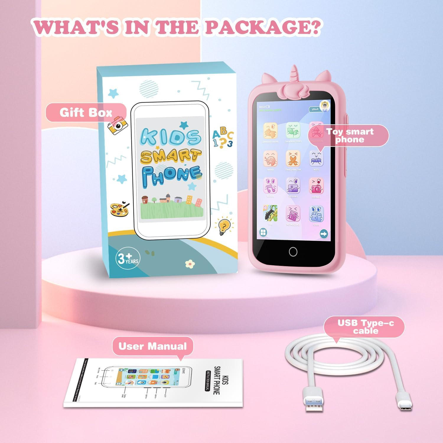 Kids Smart Phone for Girls Toys, 3.97" Touchscreen Kids Cell Phone , Christmas B