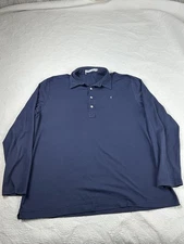 Criquet Range Polo Shirt Mens XL Blue  Jacquard Long Sleeve Golf Casual Preppy