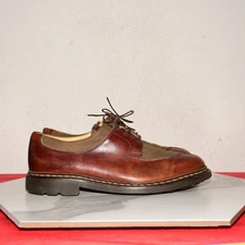 Heschung Derby Split Toe Leather Canvas Men US 9 / EUR 8.5