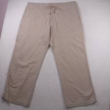 Marc Anthony Mens 40x30 Tan Linen Blend Drawstring Straight Leg Pants Relaxed