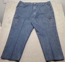 Wrangler Cargo Jeans Mens 48x30 Blue Denim Utility Pocket Straight Fit 70LGWDS