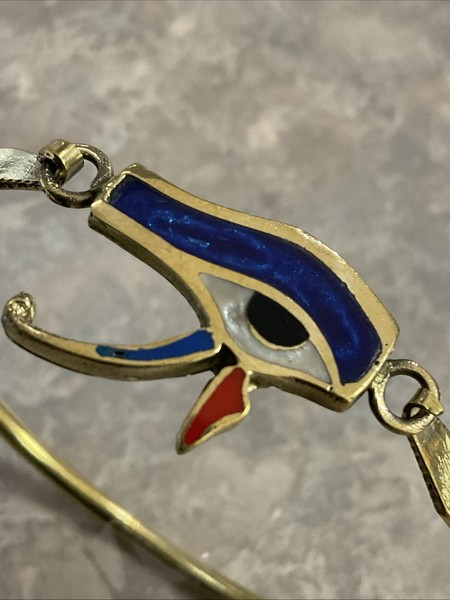 Alternate view of Egyptian Bracelet Handmade Gold Plated Eye Horus Diameter 2.5”