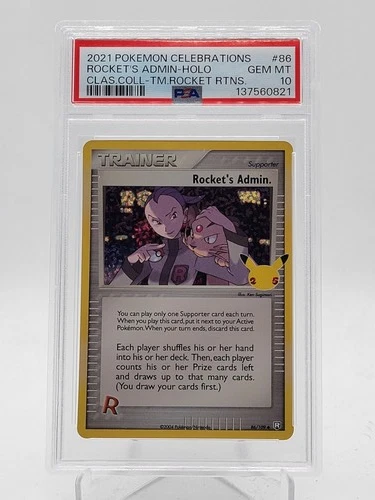 ROCKET'S ADMIN 2021 POKEMON CELEBRATIONS #86 CLASSIC COLL HOLO PSA 10 Q3963