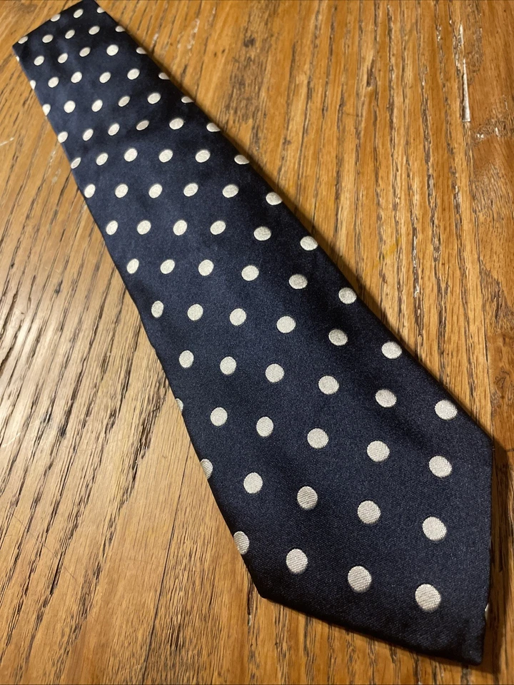 Gravata de seda Ralph Lauren roxa etiqueta bolinhas em excelente estado usado feita à mão na Itália - Imagem 2 de 4