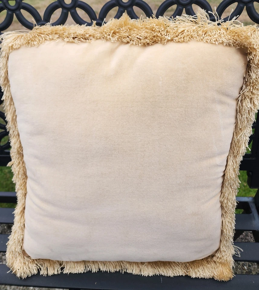 VTG 1980s Needlepoint Pillow Lady & Greyhound La Dame à la Licorne 16" Fringed - Image 3 of 4