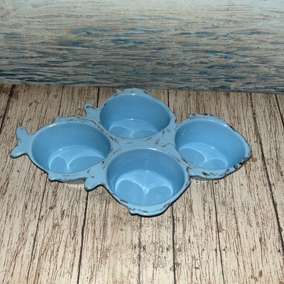 Nautica Fish Sauce Dish 4 Compartment Dip Dish Divided Blue