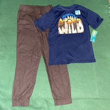 365 Kids From By Garanimals Boys 2 Piece Set Stay Wild Graphic Tee joggers Sz10
