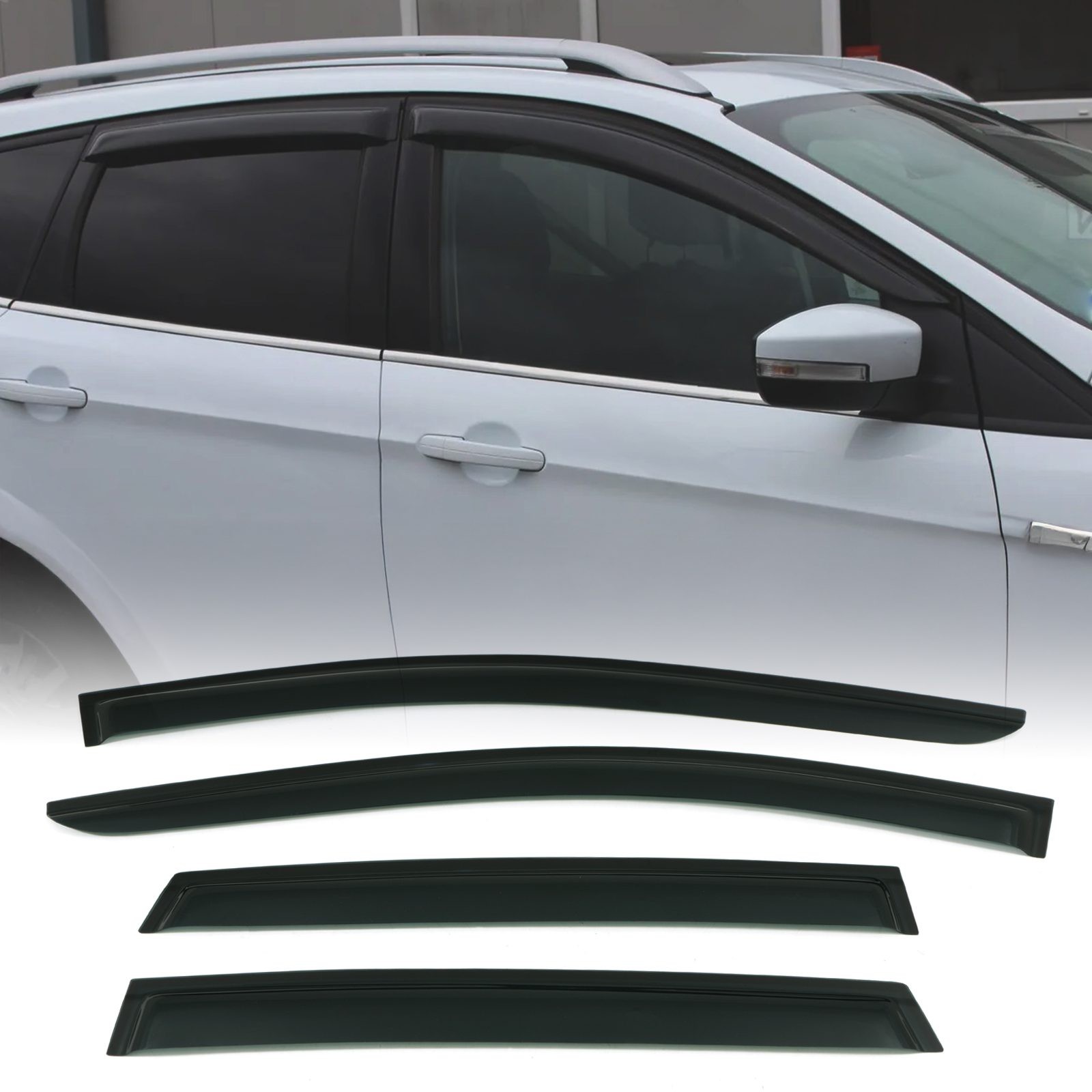 SCHWARZE WINDABWEISER/TÜR-SONNENBLENDEN FÜR FORD KUGA II 2012-2016