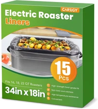CAREGY Electric Roaster Liners 34 x 18 Inch 15 Counts Disposable Roaster Liners