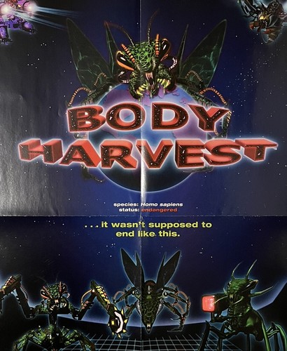 1998 Body Harvest jeu vidéo DEBUT affiche art 27x51cm Nintendo 64 Midway EGM 112 - Photo 1 sur 3