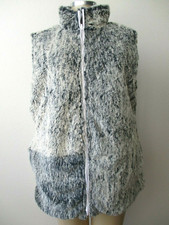 Sporto Gray Mix Reversible Water Resistant Faux Fur Sleeveless Vest Size M - Nwt