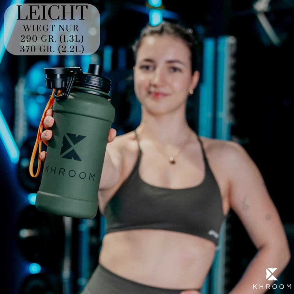 2,2 Liter Trinkflasche XXL Flasche Sport Wasserflasche Sportflasche Edelstahl - Bild 3 von 4