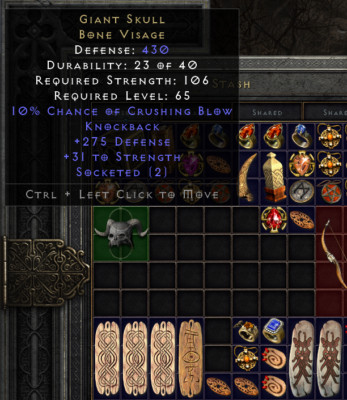 Giant Skull Bone Visage 2OS - PC Xbox SC Diablo 2 Ladder or NL SC