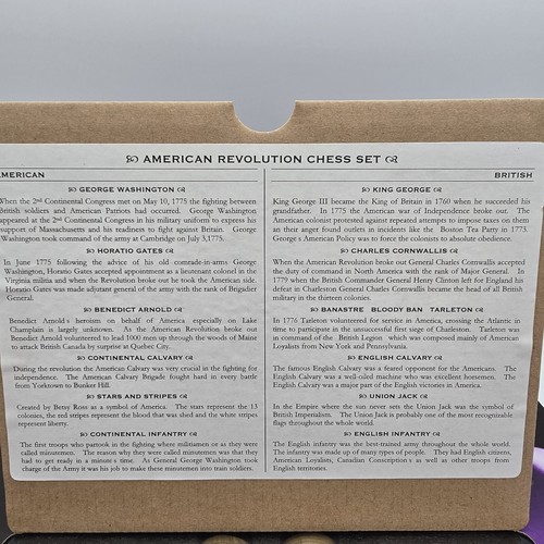 The Chessmen Chess Set American Revolution Theme (Chess Pieces Only) No Board - Picture 3 of 11