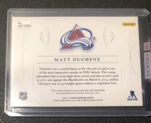 Matt Duchene Car Patch Jersey Panini Dominion Hockey 2013-14 NHL/99 #AP-MD - Picture 2 of 2