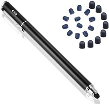 2-in-1 Stylus Touch Screen Pen for iPhone, Ipad, iPod, 20Pcs Rubber Tips (Black)