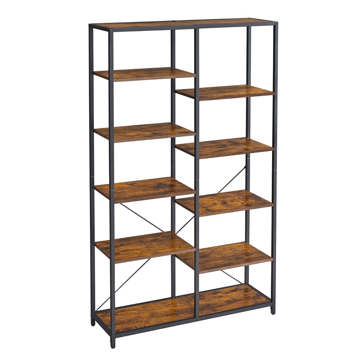 Bücherregal Mit 5 Etagen, Schmal Für Enge Räume – Weiß/Schwarz, Metall/Holz, Max. 22,7 Kg