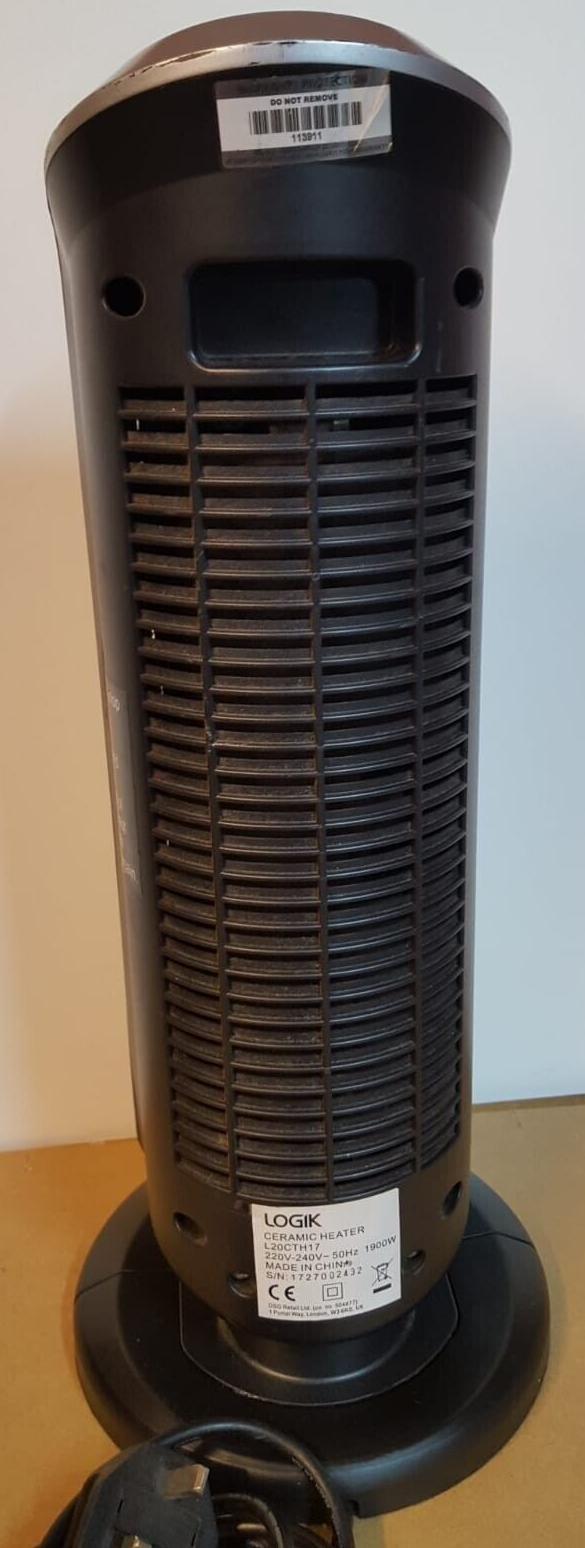 Logik L20CTH17 Portable Hot u0026amp; Cool Ceramic Tower Heater - Black u0026amp;  Silver code: 6 | eBay