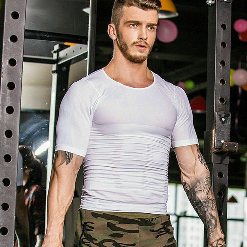 Men's Body Shaper Toning T-Shirt Ultra Durable Vest Compression Slim Underwear - Picture 33 of 35