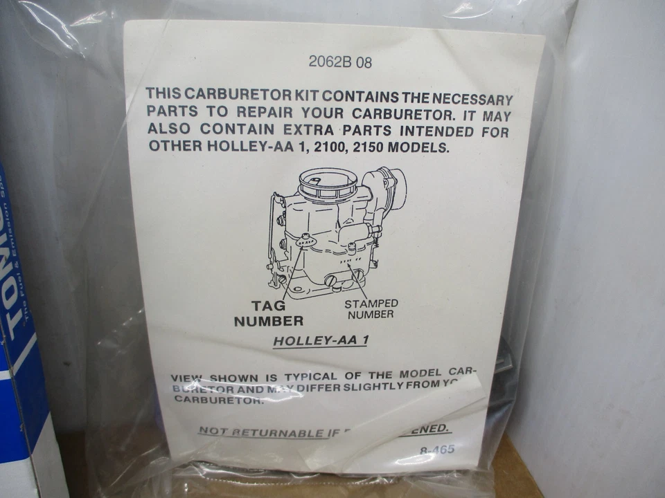 TOMCO CARBURETOR REPAIR KIT 5062B - Image 2 of 3