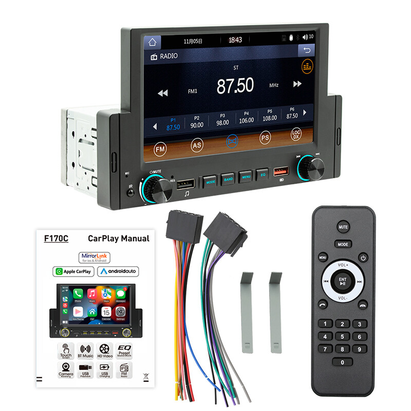 Head Unit Carplay Stereo Radio Fm Usb Aux Dash Kit