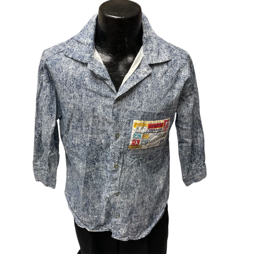 Vtg 80 90's Italian Boys Aldo Gianne ACID STONE WASH Streetwear SKATER Shirt S - Image 2 of 4