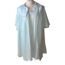 Sears Robe Nightgown Set Womens Vintage Size Small Blue Perma Prest Lace Trim