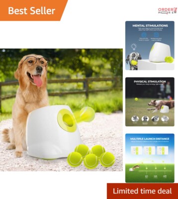 Automatic Dog Ball Launcher Rubber Medium Large Dogs Rechargeable Fetch Toy