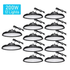 12Pcs UFO Led High Bay Light 200W Commercial Industrial Warehouse Led Shop Light