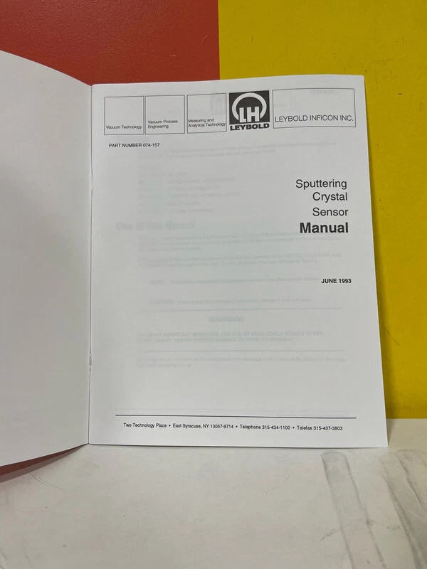 LeyBold 047-157 Sputtering Crystal Sensor Manual - Image 2 of 2