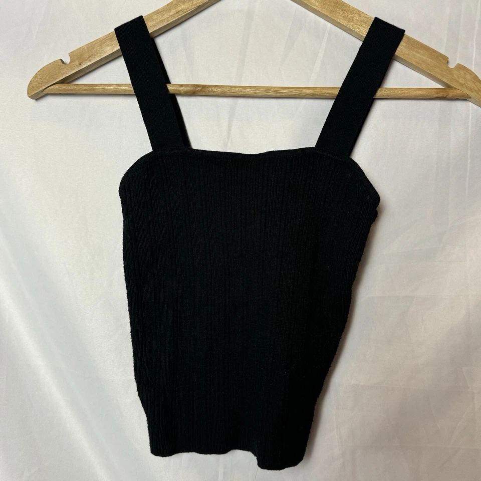 Women's Cropped Black Knit Tank Top. XS - Image 2 of 4