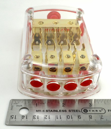 3 4-Gauge In 4 8-Gauge Out Gold Plated AGU Fuse Holder Distribution Block 120AMP - Picture 6 of 6