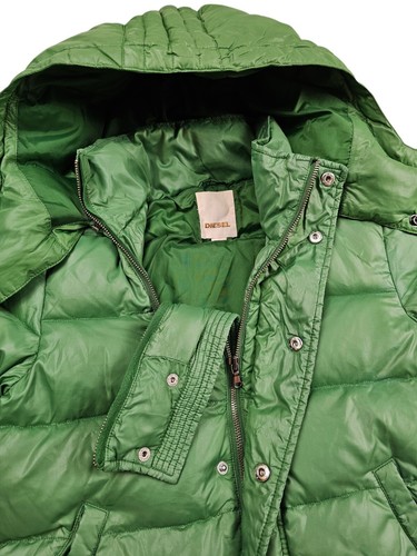 HOT UNISEX DIESEL @ SPORTS BOMBER QUILTED HOODED Zip DOWN PUFFER GREEN Jacket XS - Picture 10 of 18