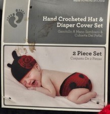 Crochet Ladybug Newborn Outfit Photo Prop Baby Costume for Photography Shoot