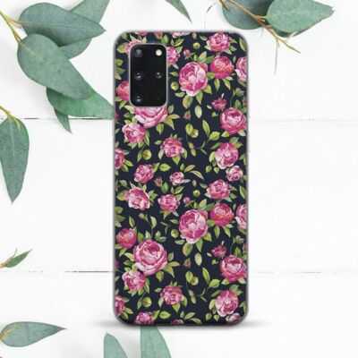 Peony Flowers Cute Floral Dark Case For Samsung Note 20 S20 S21 S22 S23 S24 FE