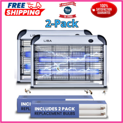 LiBa Electric Bug Zapper (2-Pack) Indoor Insect Killer - (4) Extra Replacement