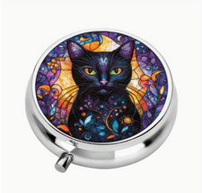 Black Cat pill box medicine Trinket NEW Free Ship 2 Inch Stocking Stuffer