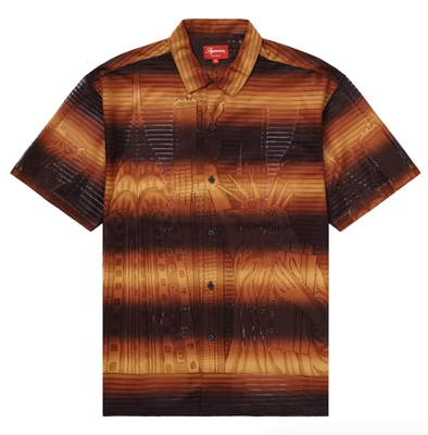 SS21 SUPREME STATUE OF LIBERTY LACE S/S SS SHIRT ORANGE BROWN SZ 