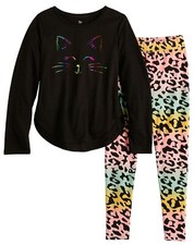 SO Kitty Cat Kitten Face girls 18 3-PC pjs pajamas set top pants socks NWT 34