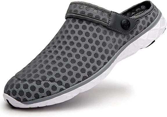 Eagsouni Unisex Breathable Mesh Slippers Garden Clogs Beach Sandals Grey UK 7.5