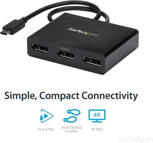 StarTech.com USB-C to DisplayPort Adaptor 4K 30Hz 3-Port MST Hub- RRP: £105.80 - 第 3/3 張圖片