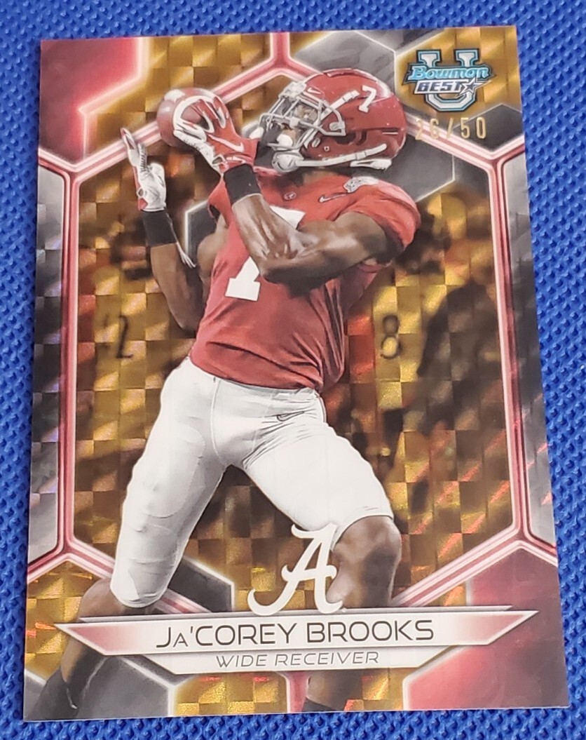 Ja’Corey Brooks 2023 Bowman U Best Gold Geometric Refractor /50 Alabama