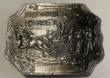 America's Heroe's Fire Dept Vintage Brass Belt Buckle 3 3/4" X 2 3/4" EC