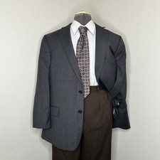 Jos A Bank Mens 43R Blazer Gray Wool Check 2 Btn XL 47" Sport Coat Suit Jacket
