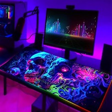 40 90cm Large Horror Skull Mouse Pad - Waterproof, Non-Slip Rubber Base, Glow-in